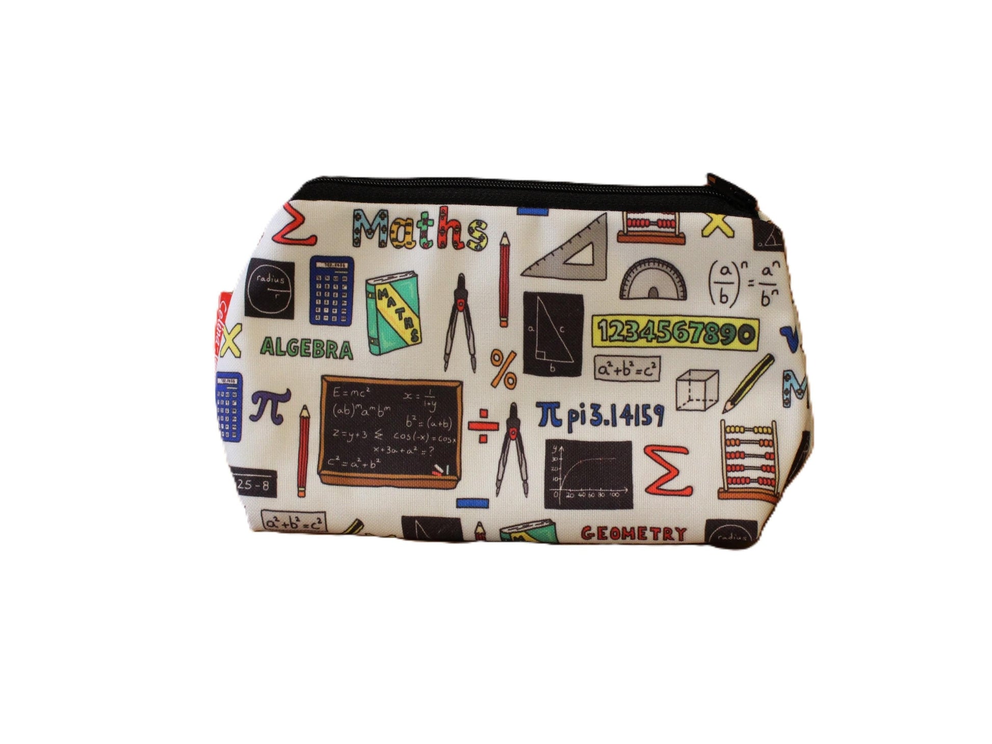 Mathematician cosmetic bag with vibrant HD print by Selina-Jayne, 17.5cm math science makeup bag with wipe-clean lining