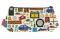Mechanics cosmetic bag with vibrant HD print by Selina-Jayne, 17.5cm engineering makeup bag with wipe-clean lining