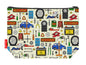 Mechanics toiletry bag featuring tools and gears print with washable lining