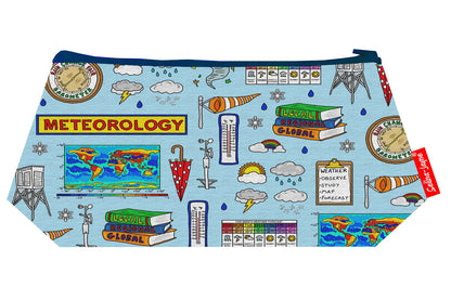 Compact meteorologist cosmetic bag perfect for weather enthusiasts, featuring colourfast print and easy-care design
