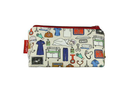 Midwife cosmetic bag with vibrant HD print by Selina-Jayne, 17.5cm healthcare makeup bag with wipe-clean lining