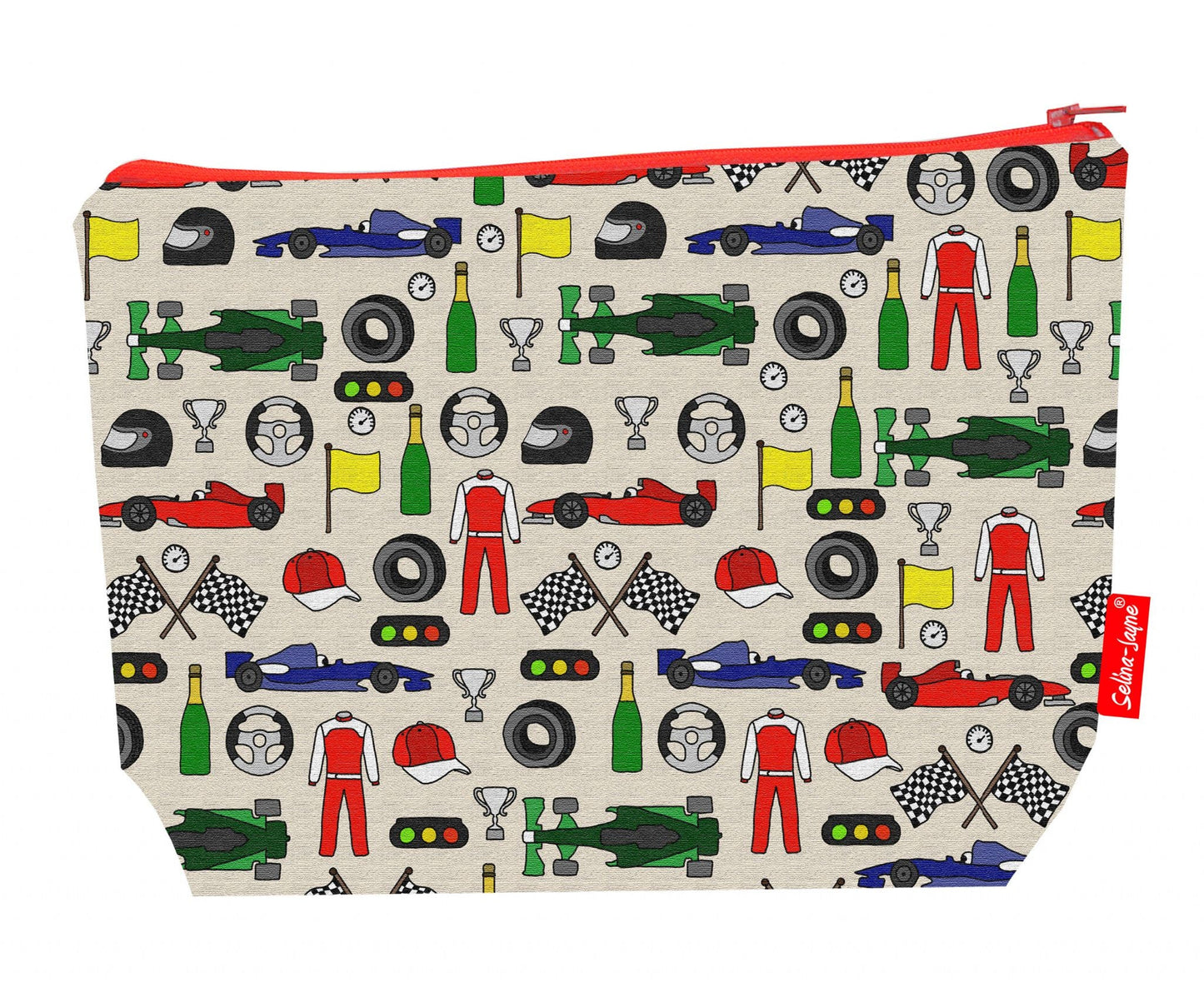 Premium 29cm wash bag with motorsport design, perfect for Formula 1 and racing fans