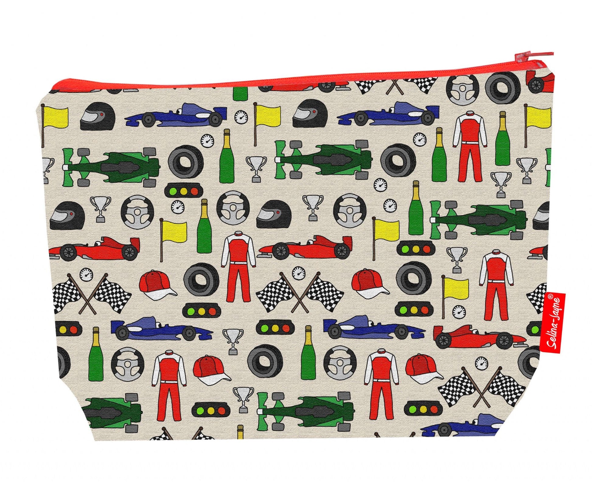Premium 29cm wash bag with motorsport design, perfect for Formula 1 and racing fans