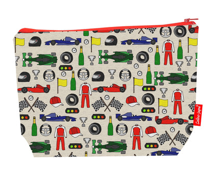 Premium 29cm wash bag with motorsport design, perfect for Formula 1 and racing fans