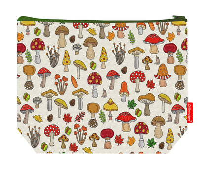 Premium 29cm wash bag with mushroom design, perfect for nature lovers and foragers