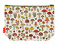 Mushrooms toiletry bag featuring colourful toadstools and fungi with washable lining