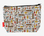 Music toiletry bag featuring musical notes and instruments with washable lining
