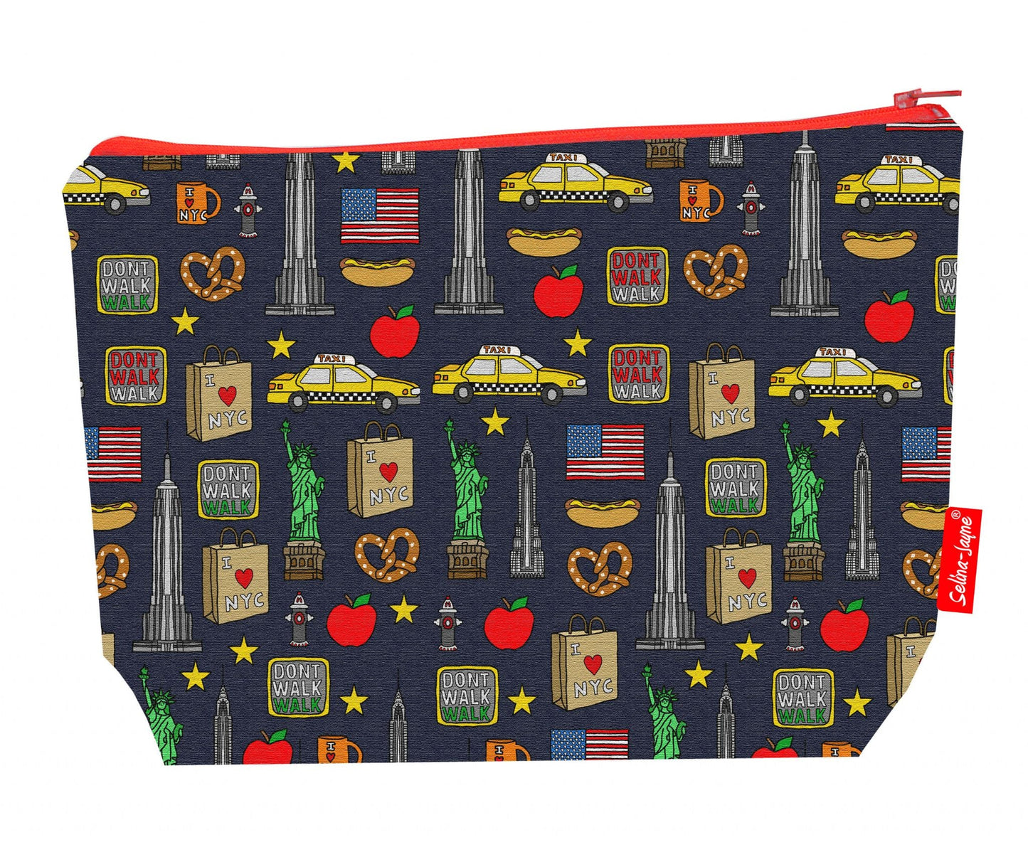 Premium 29cm NYC wash bag with vibrant urban print and practical travel storage