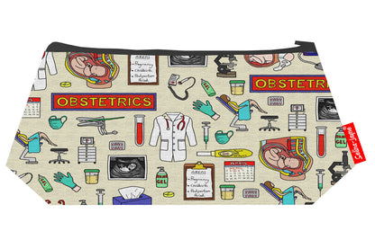 Compact Obstetrician makeup bag with wipe-clean lining, perfect gift for obstetricians and maternity healthcare workers