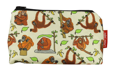 Compact Orangutan makeup bag with wipe-clean lining, perfect gift for wildlife lovers and conservation supporters