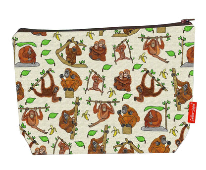 Premium 29cm orangutan wash bag with vibrant wildlife print and practical storage space