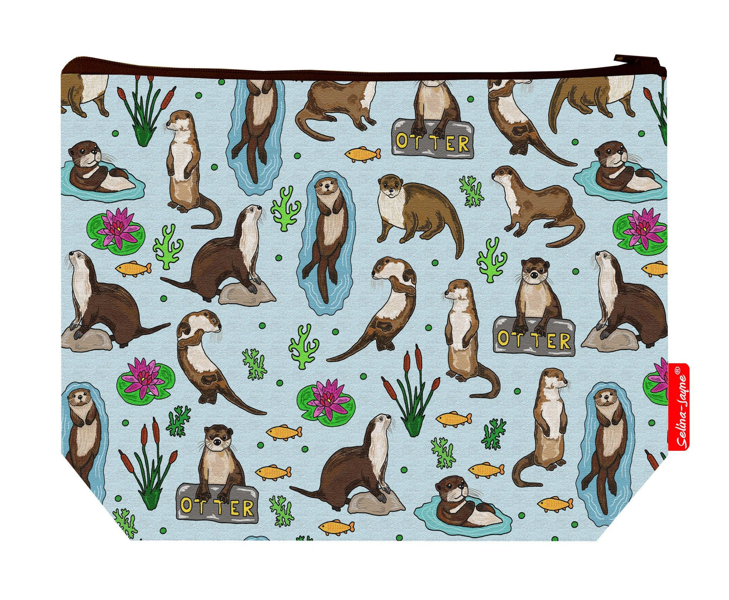 Premium 29cm otters wash bag with vibrant playful otter print and practical storage space
