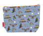 Owls toiletry bag with nocturnal bird design showing washable lining and zip closure