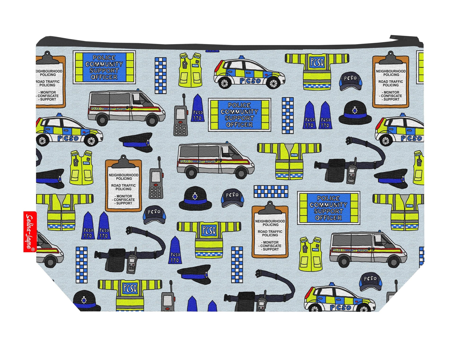 PCSO toiletry bag showing professional police community support officer design with washable lining and coordinated zip