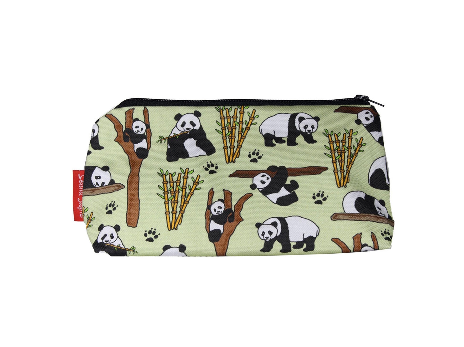 Panda Bear cosmetic bag by Selina-Jayne featuring vibrant panda graphics, colour-coordinated zipper, and compact 17.5cm design
