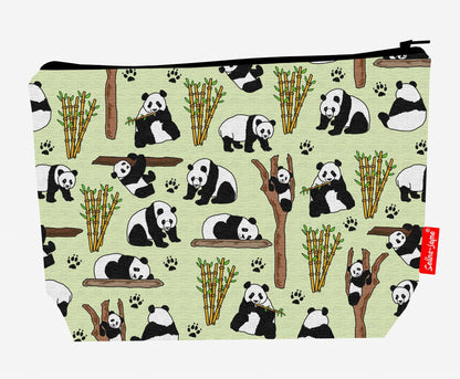 Premium 29cm panda wash bag with vibrant black and white bear print and practical storage space