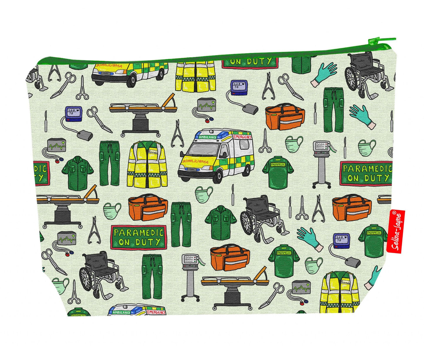 Premium 29cm paramedic wash bag with vibrant EMT print and practical storage space