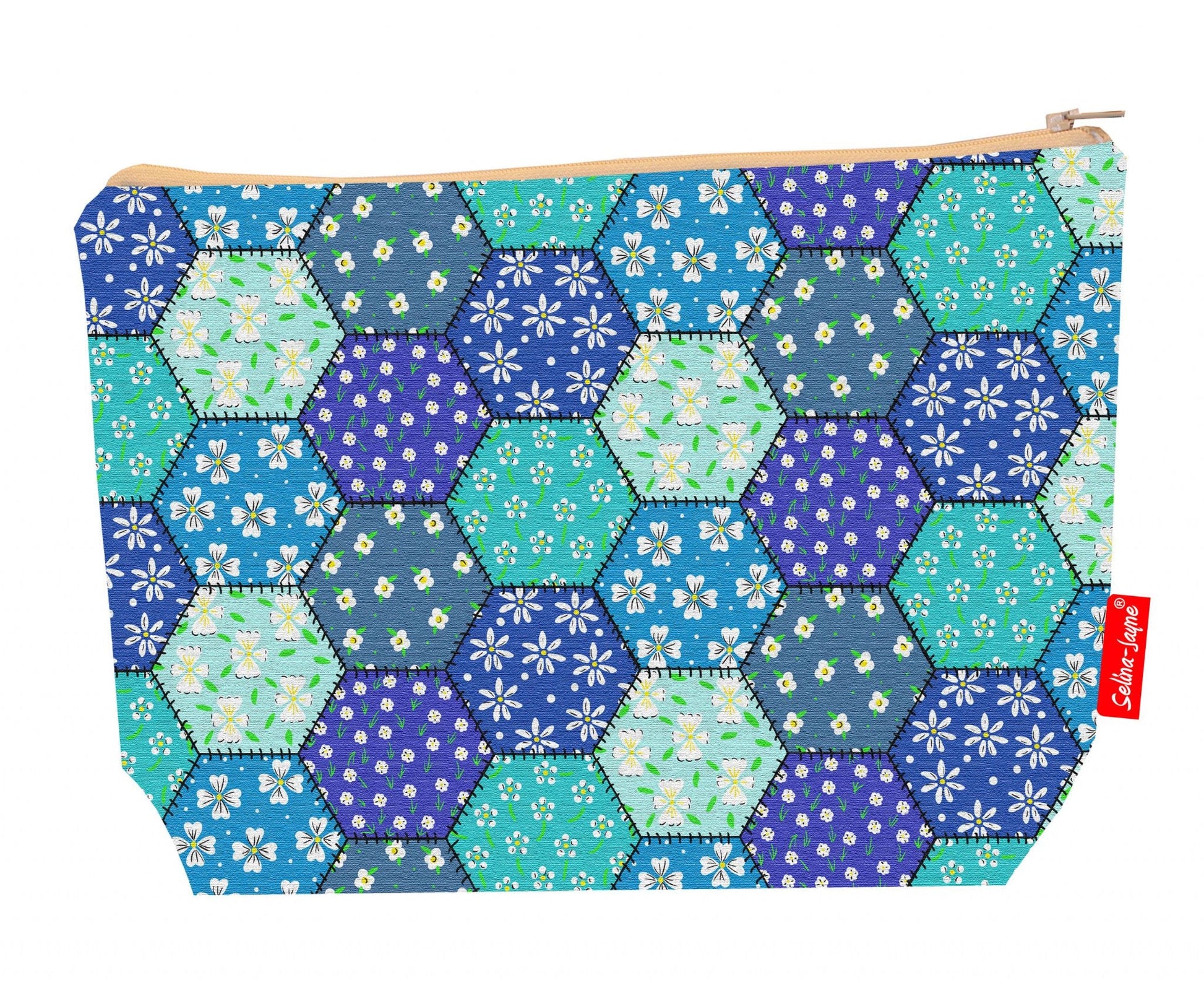 Premium 29cm patchwork wash bag with vibrant quilting print and practical storage space