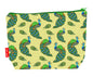 Peacocks toiletry bag with exotic bird design showing washable lining and zip closure