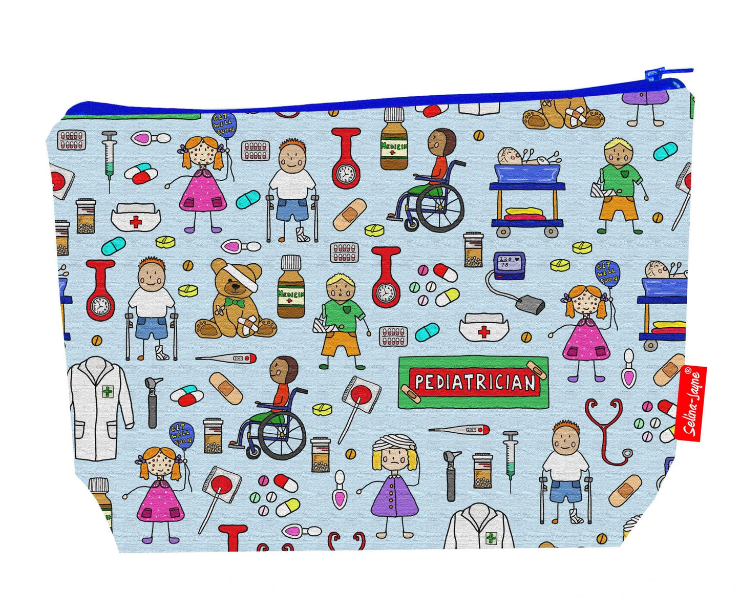 Premium 29cm pediatrician wash bag with vibrant pediatric healthcare print and practical storage space