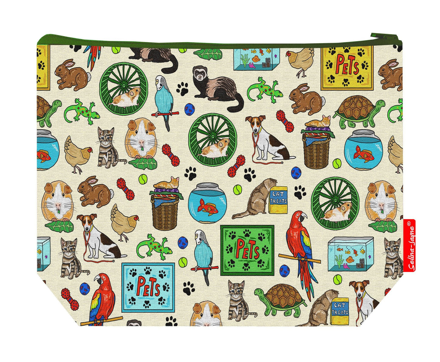 Premium 29cm pets wash bag with vibrant companion animal print and practical storage space