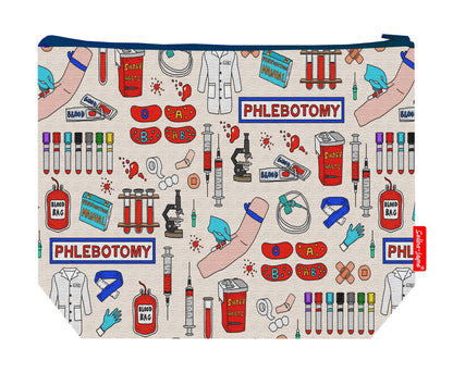 Premium 29cm phlebotomist wash bag with vibrant phlebotomy print and practical storage space
