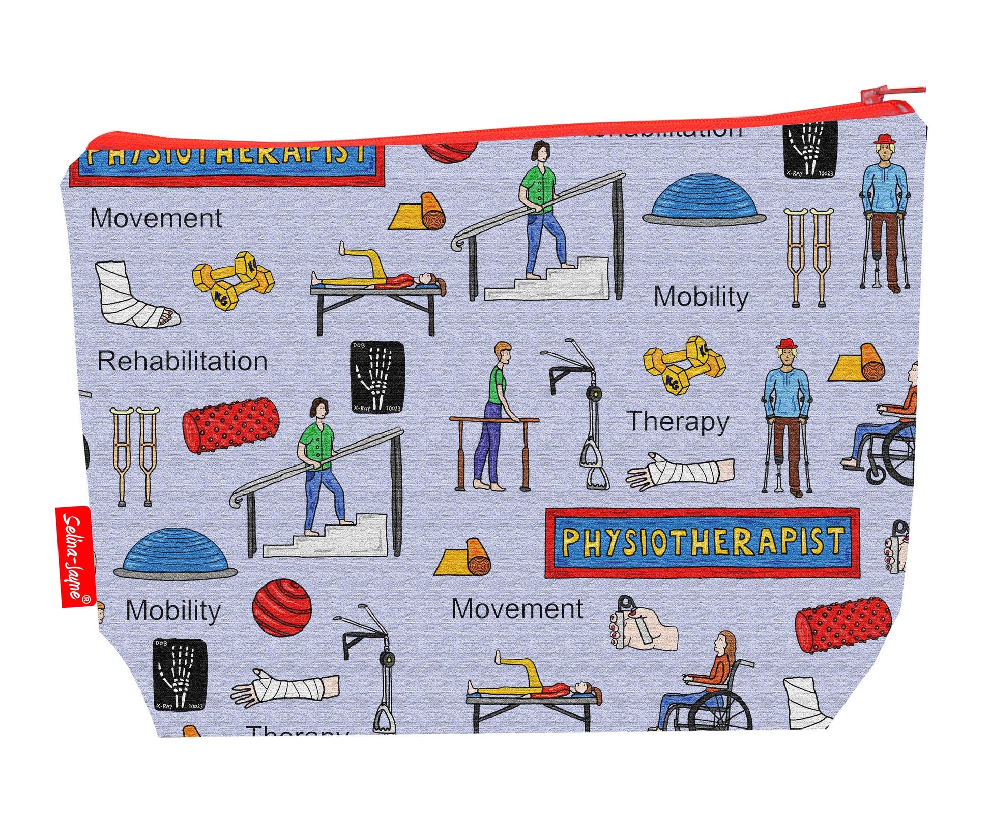 Premium physiotherapist toiletry bag with vibrant HD print and washable lining by Selina-Jayne Designs