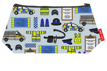 Police Community Support Officer cosmetic bag by Selina-Jayne featuring vibrant PCSO graphics, colour-coordinated zipper, and compact 17.5cm design