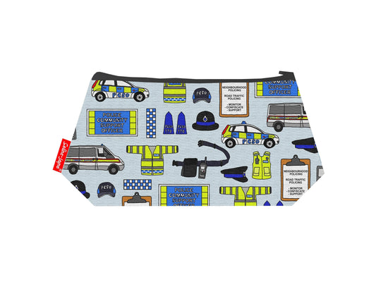 Police Community Support Officer cosmetic bag by Selina-Jayne featuring vibrant PCSO graphics, colour-coordinated zipper, and compact 17.5cm design