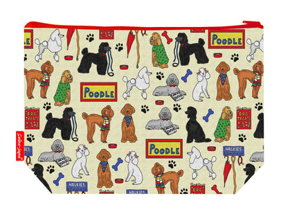 Poodle toiletry bag showing elegant dog breed design with washable lining and coordinated zip