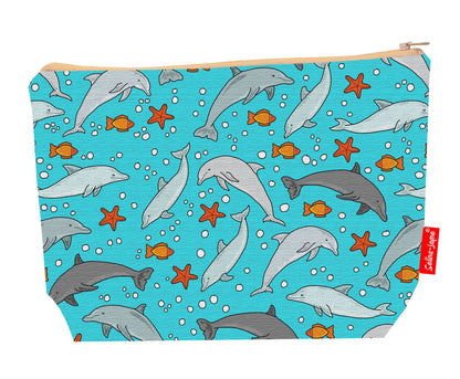 Practical 29cm dolphins wash bag perfect for marine life enthusiasts and ocean lovers
