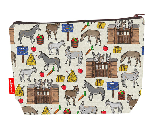 Premium donkey toiletry bag with vibrant HD print and washable lining by Selina-Jayne