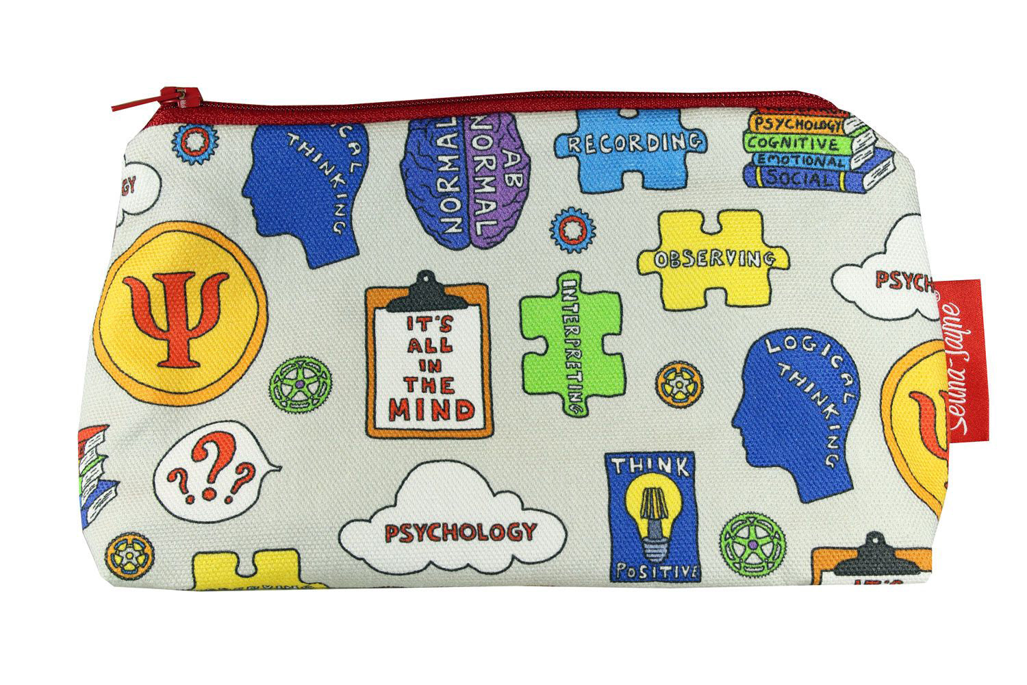 Psychologist cosmetic bag by Selina-Jayne featuring vibrant psychology design with HD print on durable polyester fabric