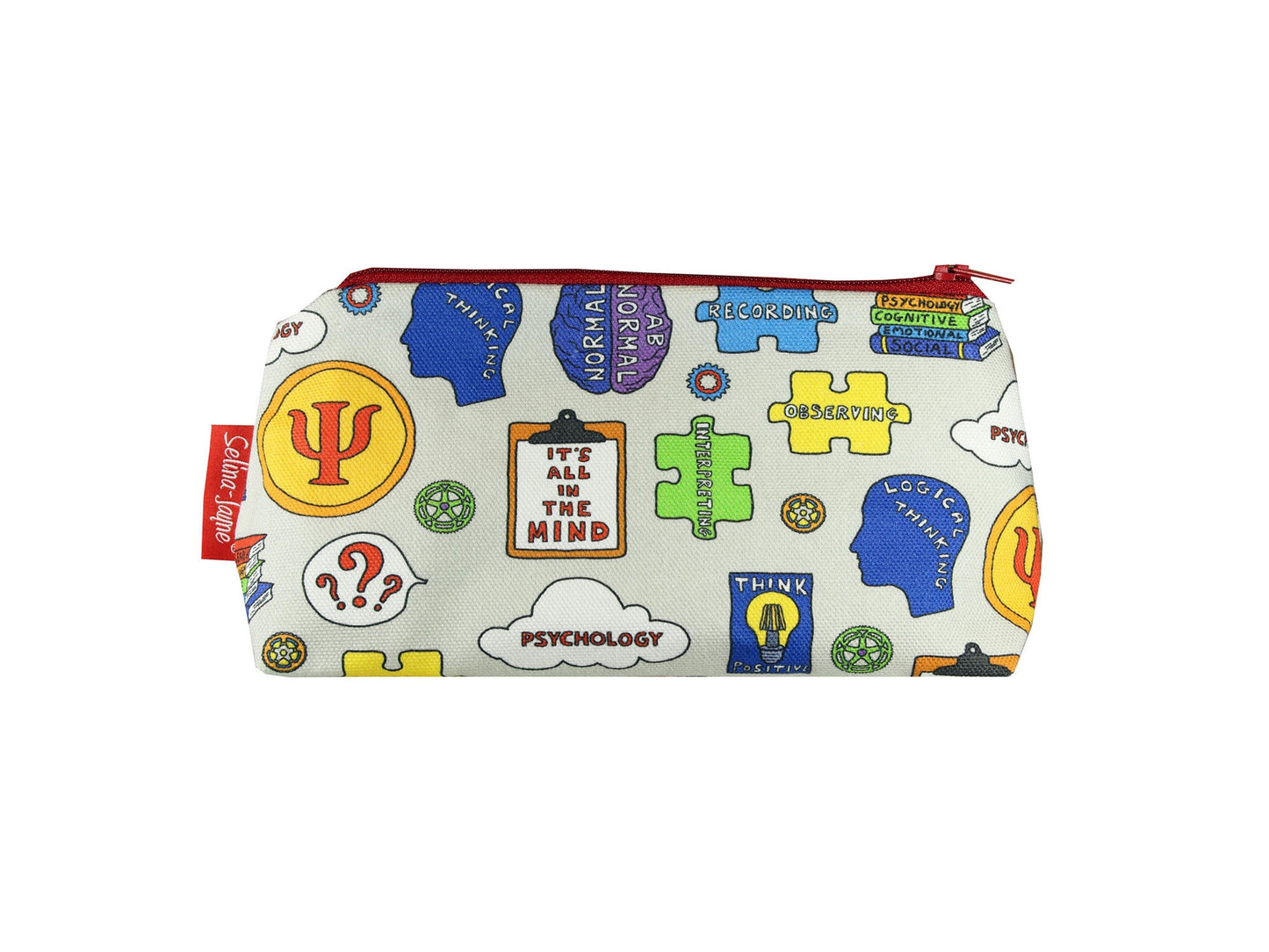 Psychologist cosmetic bag by Selina-Jayne featuring vibrant psychology design with HD print on durable polyester fabric