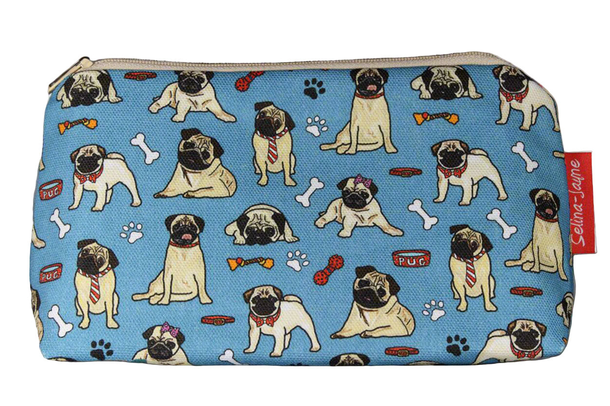 Pug Dogs cosmetic bag by Selina-Jayne featuring vibrant pug lover design with HD print on durable polyester fabric