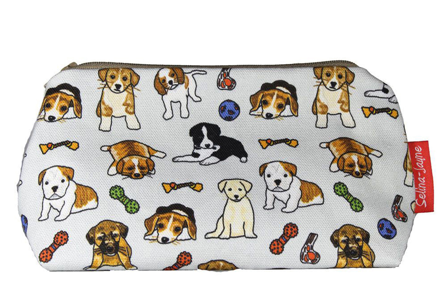 Puppies cosmetic bag by Selina-Jayne featuring vibrant puppy lover design with HD print on durable polyester fabric