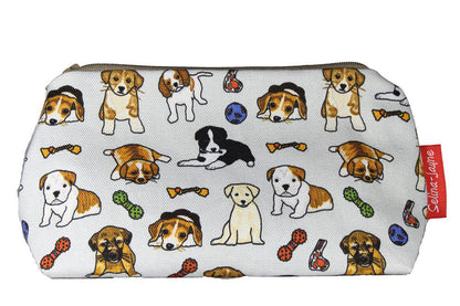 Puppies cosmetic bag by Selina-Jayne featuring vibrant puppy lover design with HD print on durable polyester fabric
