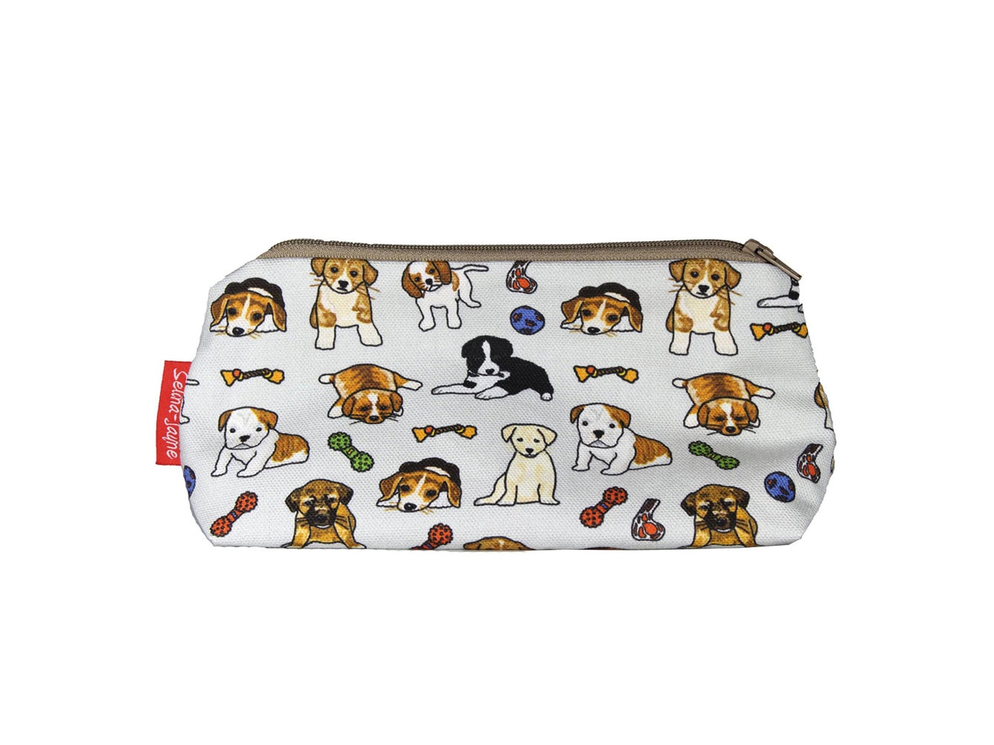 Puppies cosmetic bag by Selina-Jayne featuring vibrant puppy lover design with HD print on durable polyester fabric