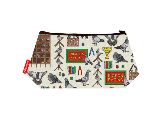 Racing Pigeons cosmetic bag by Selina-Jayne featuring vibrant pigeon racing design with HD print on durable polyester fabric
