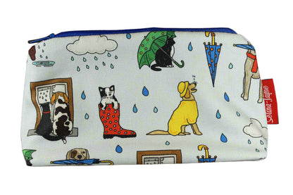 Raining Cats and Dogs cosmetic bag by Selina-Jayne featuring vibrant British saying design with HD print on durable polyester fabric