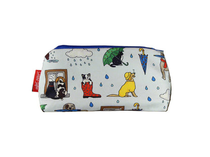 Raining Cats and Dogs cosmetic bag by Selina-Jayne featuring vibrant British saying design with HD print on durable polyester fabric