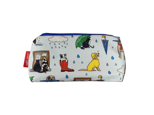 Raining Cats and Dogs cosmetic bag by Selina-Jayne featuring vibrant British saying design with HD print on durable polyester fabric