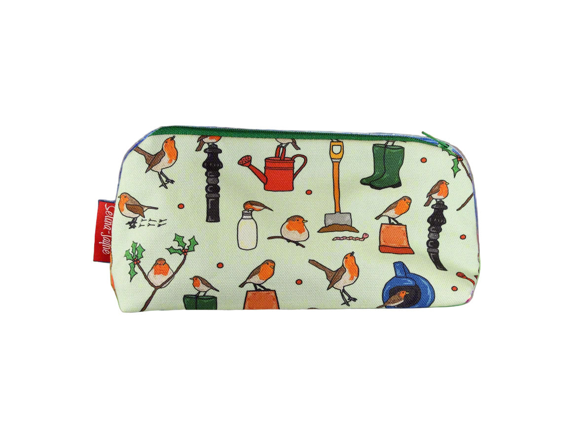 Robins cosmetic bag by Selina-Jayne featuring vibrant garden bird design with HD print on durable polyester fabric