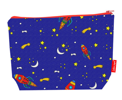 Premium space lover wash bag featuring rocket design - practical 29cm travel size