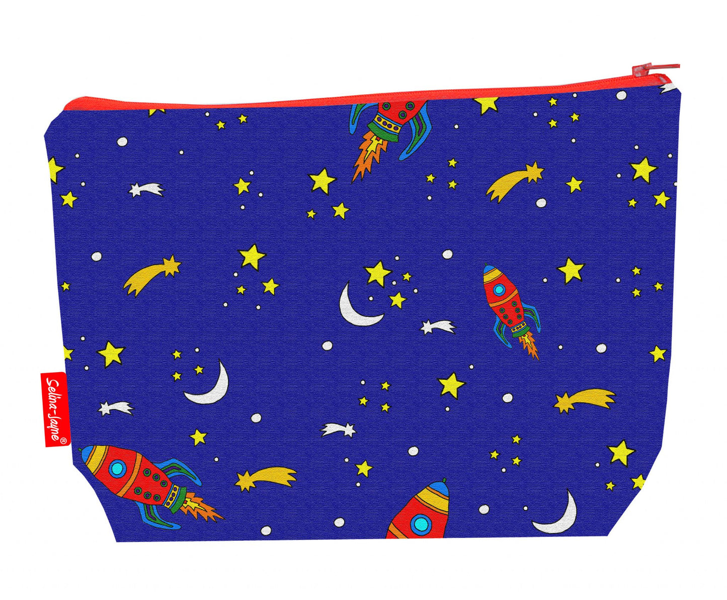 Rockets toiletry bag with vibrant HD print and washable lining by Selina-Jayne Designs