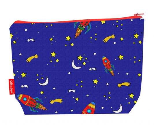 Rockets toiletry bag with vibrant HD print and washable lining by Selina-Jayne Designs