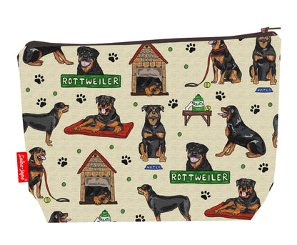 Rottweiler toiletry bag with vibrant HD print and washable lining by Selina-Jayne Designs