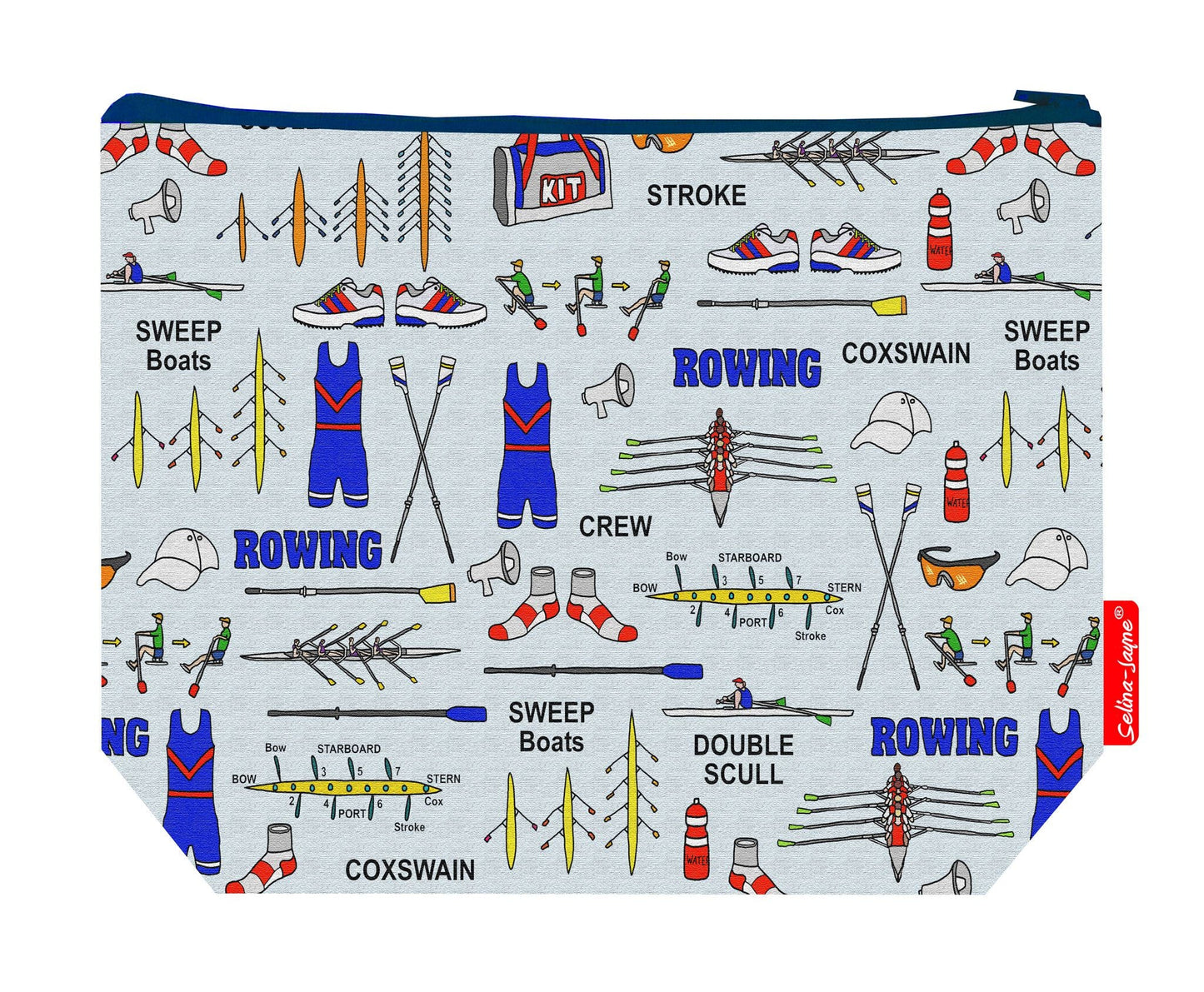 Premium rower wash bag featuring rowing design - practical 29cm travel size