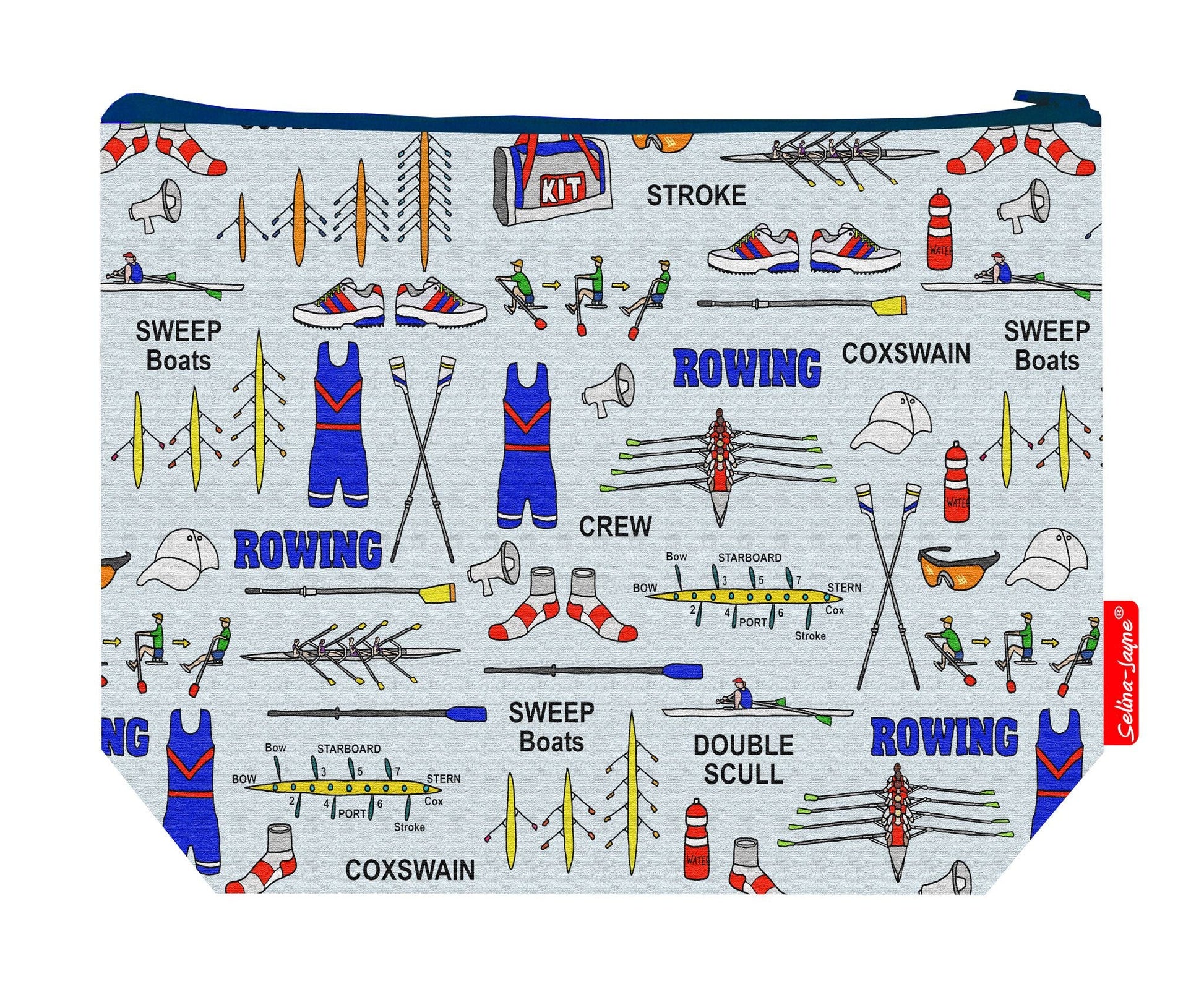 Premium rower wash bag featuring rowing design - practical 29cm travel size