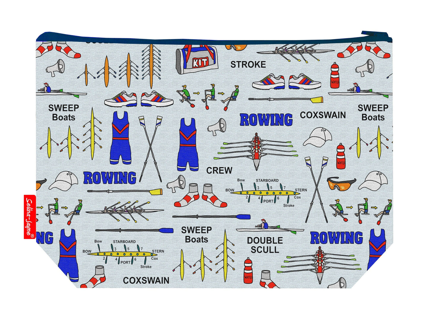 Rowing toiletry bag with vibrant HD print and washable lining by Selina-Jayne Designs